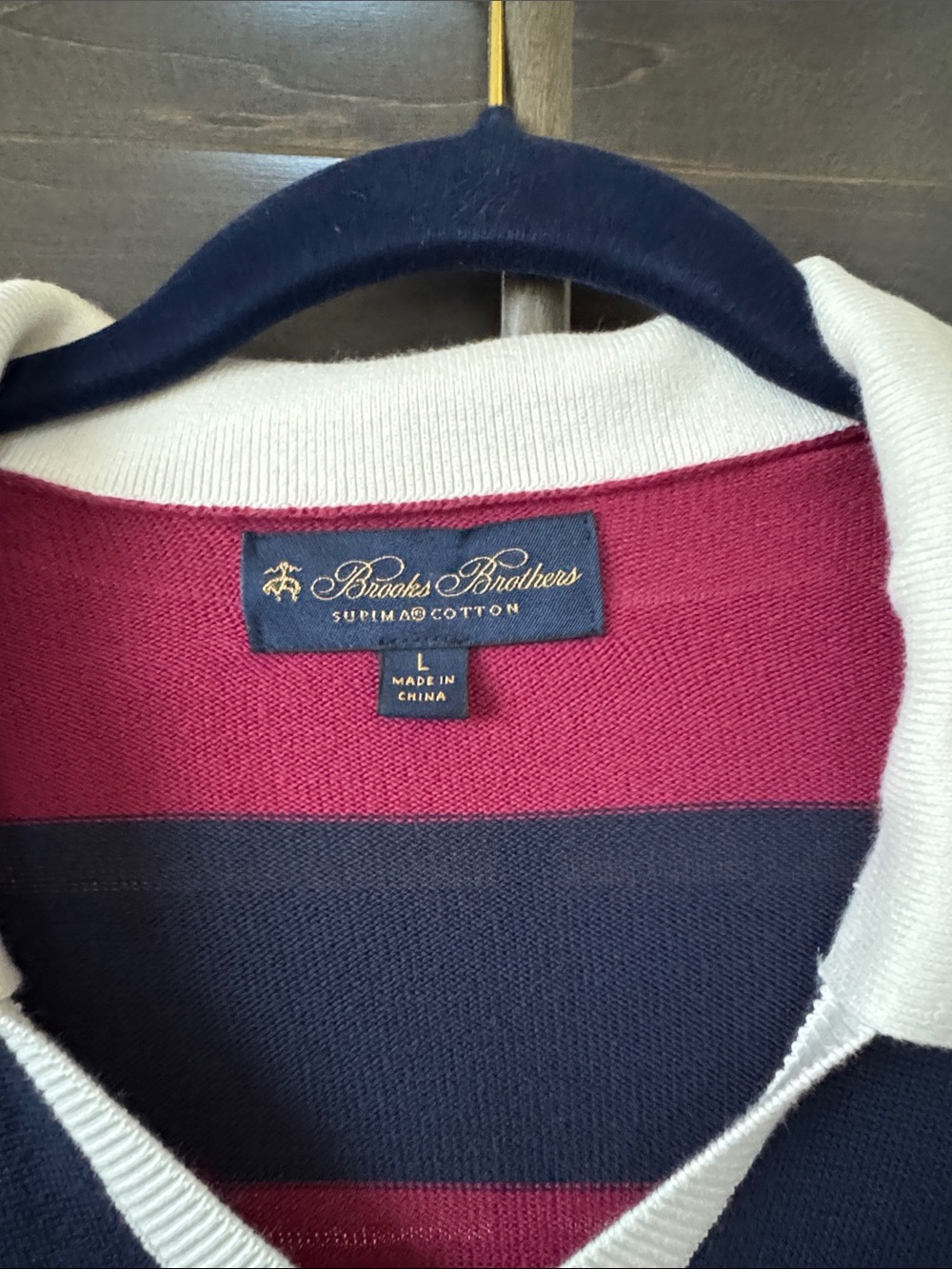 Brooks Brothers V-Neck Striped Cotton Sweater in Red, Navy & White